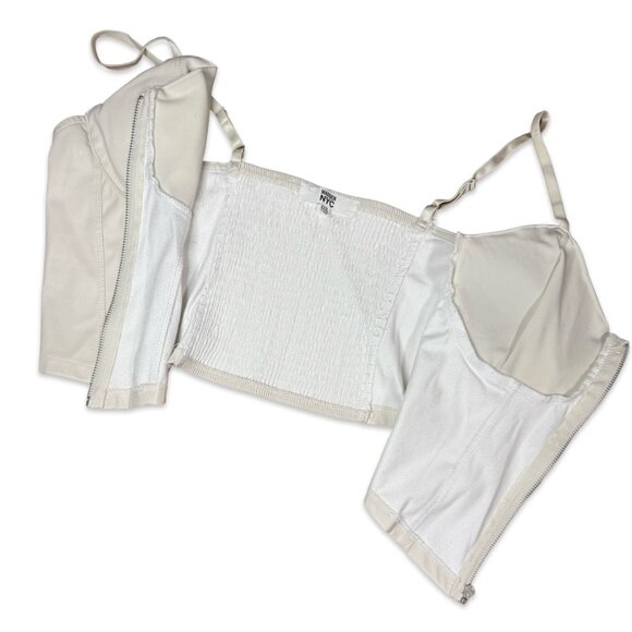 Plus Size White Faux Leather Zip-up Corset Top by Madden NYC - Size 3XL - Picture 6 of 10